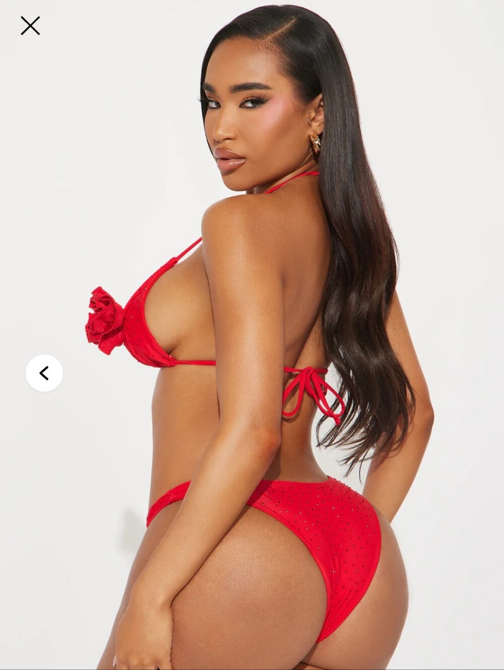 Women’s Red Ruffled Rhinestone Bikini Set - Picture 6 of 6